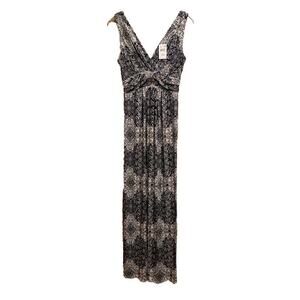 A PEA IN THE POD Maternity Dress Womens XS Indigo Paisley Maxi Stretch Soft NWT